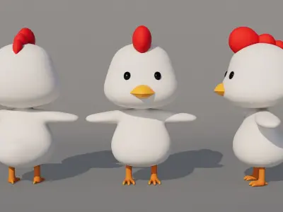 Rigged Cartoon Chicken Low-poly 3D model