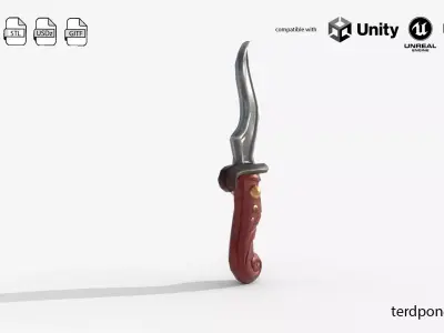 Stylized Fantasy Dagger - Low Poly Game Ready Sword Low-poly 3D model
