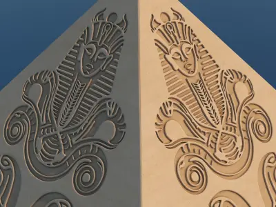 Futuristic Egyptian Pyramids - 004 - Topology 3D model