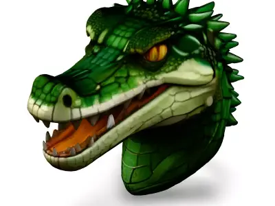 Realistic 3D Crocodile Head Model Low-poly 3D model