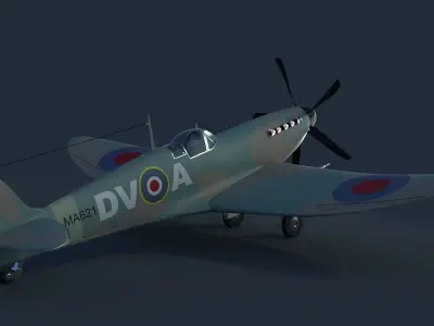 Spitfire old british fighter plane 3D model