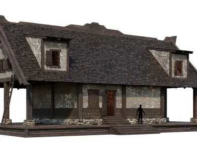 Old Medieval House Building 4K Textures GameReady 96 Low-poly 3D model