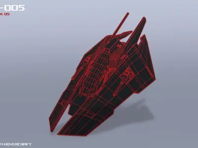 Scifi Hovercraft Low-poly 3D model