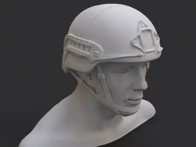 Ops Core Sentry helmet foliage green with marpat camo 3D model
