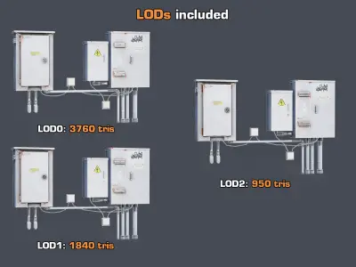 Electrical Box 05 GameReady LODs 3D model