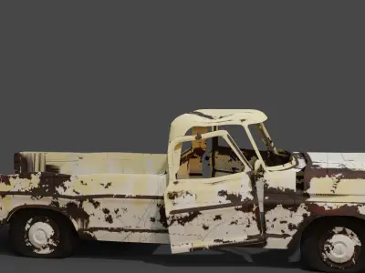 rusted car Free low-poly 3D model