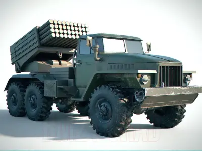 BM-21 Grad Aged PBR Low-poly 3D model