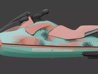 Stylized Tropical Jet Ski 3D Model Low-poly 3D model