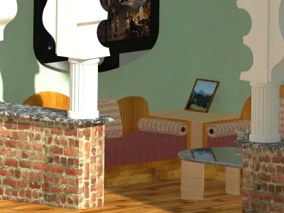 Salon living room with arches and furniture Free 3D model