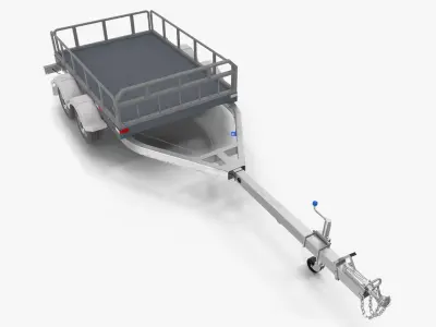 Utility Trailer with Railings 3D model