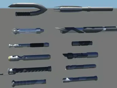 Lightsaber Collection rocket launcher Low-poly 3D model