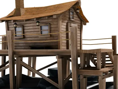 Fishing Shack Low-poly 3D model