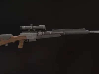 FR-f2 sniper rifle Low-poly 3D model