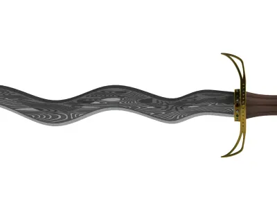 Kriss Dagger -Gem embedded Brass Guard 3D model 3D print model