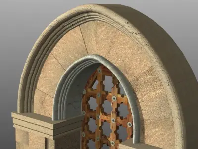 Medieval Lombard Style Portal no 2 Low-poly 3D model