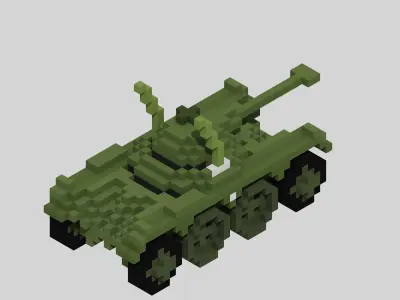 Panhard EBR Tank Voxel Low-poly 3D model