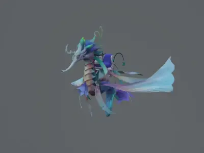 Sea Horse Fantasy Monster Low-poly 3D model