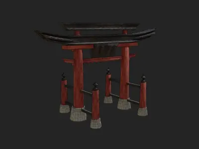 JAPANESE ASIAN FEUDAL ZEN TEMPLE SHRINE STRUCTURES COLLECTION Low-poly 3D model