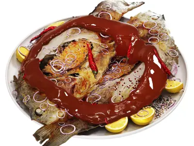 Fish Fried Low-poly 3D model