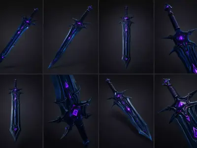 Dark Void Fantasy Sword Low-poly 3D model