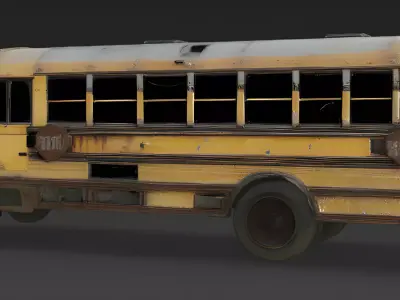 Realistic Abandoned School Bus 3D Model 3D Model Low-poly 3D model