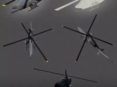 Apache Helicopter lowpoly Low-poly 3D model