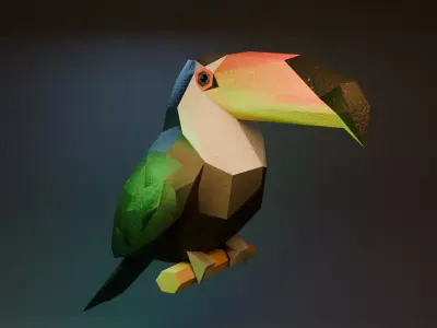 Stylized Toucan 3D Model Free low-poly 3D model