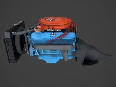 MOPAR V8 lowpoly Low-poly 3D model