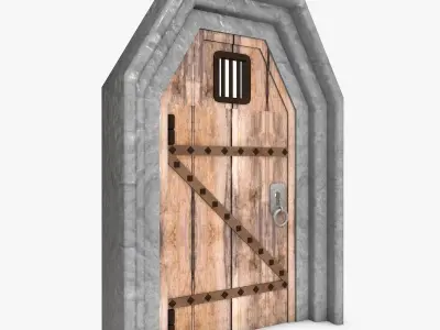 Medieval Wooden Door 3D model