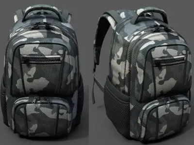 Backpack Camping military combat soldier armor scifi fantasy  Low-poly 3D model