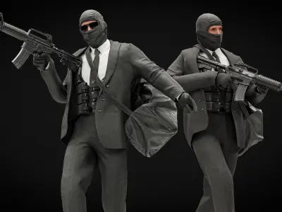 ROBBER CHARACTER RIGGED Low-poly 3D model