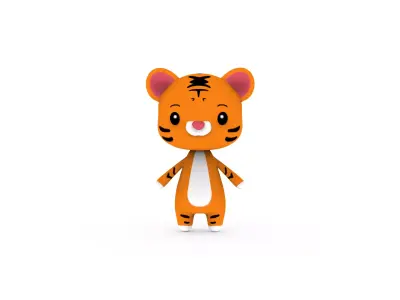 Cartoon Tiger v002 character 3D model