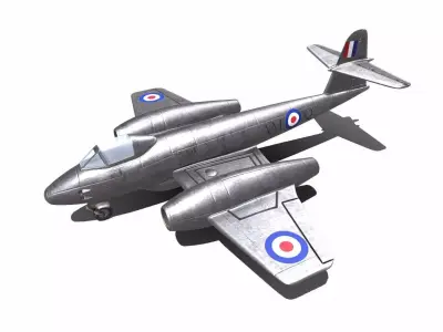 Gloster Meteor British Fighter Jet Low-poly 3D model