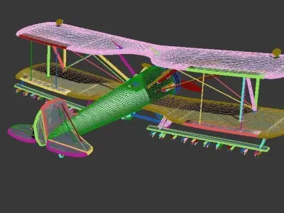 Plane rusty biplane 3D model