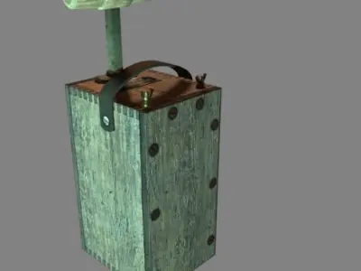 Detonator wooden box with light Low-poly 3D model