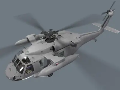 UH-60 Black Hawk Grey Complex Animation Low-poly 3D model