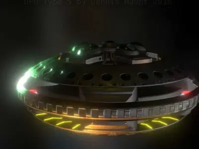 UFO Type 5 Animated and Game Ready Low-poly 3D model