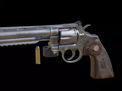 Realistic Revolver Handgun Detailed Hard Surface PBR Asset Low-poly 3D model