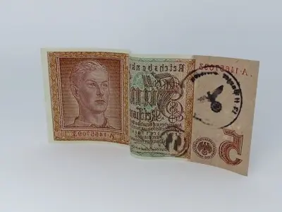 Germany WW2 5 REICHSMARK Recruitment Banknote 1942 Free 3D model