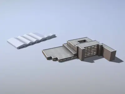 Building EDDF Storages33 Frankfurt Airport Low-poly 3D model