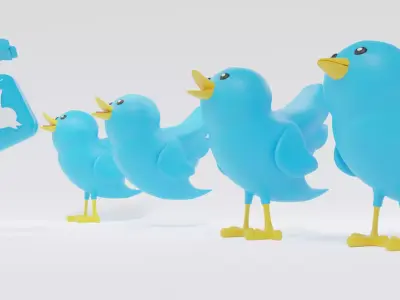 Twitter Social Media Mascot  3D model