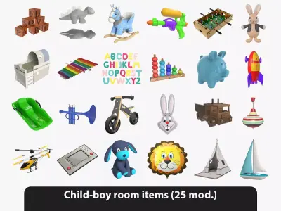 Child-boy room items 3D model