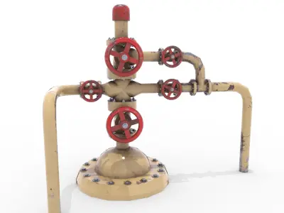 Oil Pumpjack Wellhead 3 Low-poly 3D model