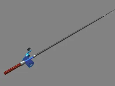 Cartoon fishing rod Low-poly 3D model