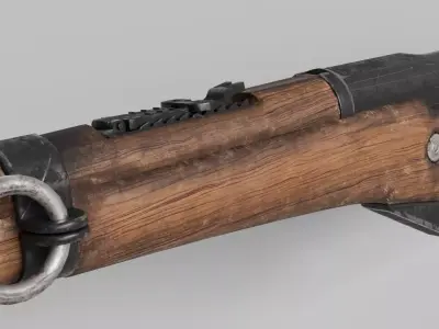 Military Gun low poly mesh Low-poly 3D model