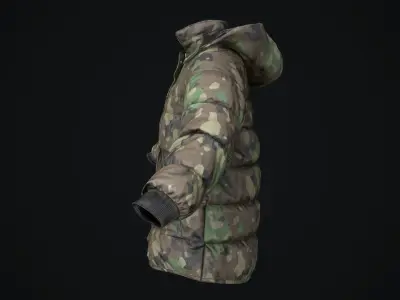 Military winter jacket Low-poly 3D model