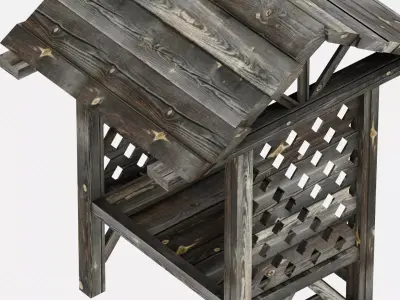 Medieval Wooden Stall PBR Game-Ready Environment Prop Free low-poly 3D model