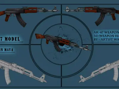 Ak 47 3D Model Low-poly 3D model