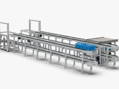 Double Layer Return and Double Speed Chain Assembly Line 3D model
