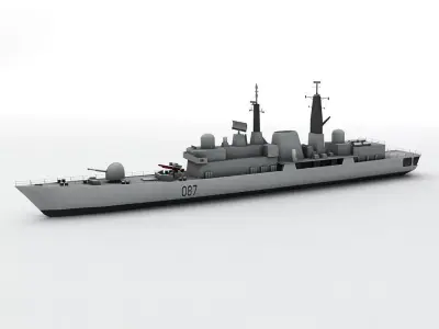  Type 42 Destroyer Military Ship Low-poly 3D model